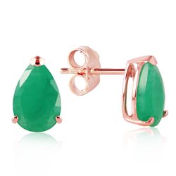 ALARRI 14K Solid Rose Gold Stud Earrings w/ Natural Emeralds