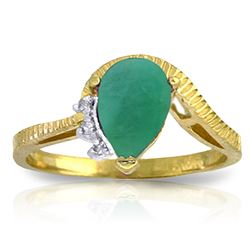 ALARRI 1.02 CTW 14K Solid Gold You're Still Standing Emerald Diamond Ring