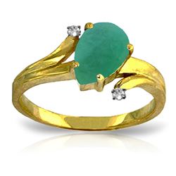 ALARRI 1.01 Carat 14K Solid Gold Ring Diamond Emerald