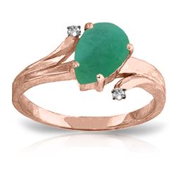 ALARRI 1.01 Carat 14K Solid Rose Gold Ring Diamond Emerald