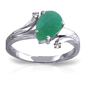 ALARRI 1.01 Carat 14K Solid White Gold Ring Diamond Emerald