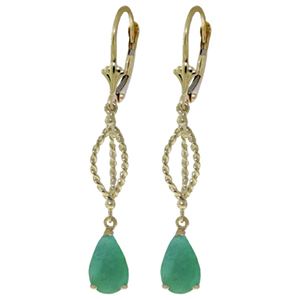 ALARRI 2 Carat 14K Solid Gold Fleur De Lis Emerald Earrings