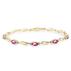 ALARRI 3.39 Carat 14K Solid Gold Tennis Bracelet Pink Topaz Diamond