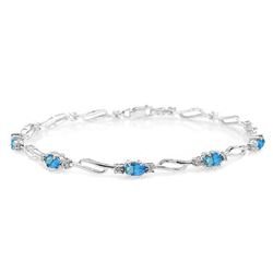 ALARRI 3.39 CTW 14K Solid White Gold Magical Words Blue Topaz Diamond Bracelet