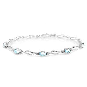 ALARRI 3.39 Carat 14K Solid White Gold Fair Share Aquamarine Diamond Bracelet