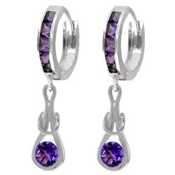 ALARRI 2.15 CTW 14K Solid White Gold Huggie Earrings Dangling Amethyst