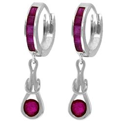 ALARRI 2.6 CTW 14K Solid White Gold Huggie Earrings Dangling Ruby