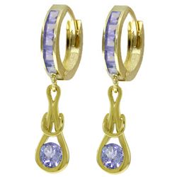 ALARRI 2.25 Carat 14K Solid Gold Huggie Earrings Dangling Tanzanite