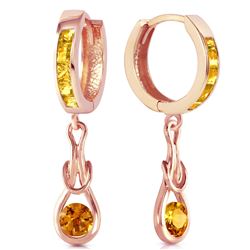 ALARRI 14K Solid Rose Gold Huggie Earrings w/ Dangling Citrines
