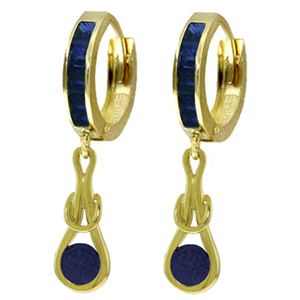 ALARRI 2.6 CTW 14K Solid Gold Huggie Earrings Dangling Sapphire