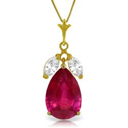 ALARRI 5.5 Carat 14K Solid Gold Necklace Ruby White Topaz