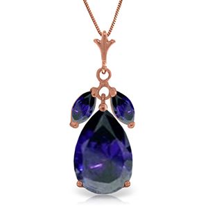 ALARRI 14K Solid Rose Gold Necklace w/ Natural Sapphires