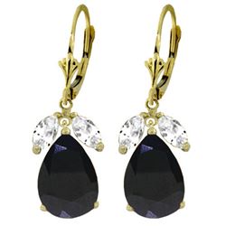 ALARRI 10.3 Carat 14K Solid Gold Leverback Earrings Sapphire White Topaz