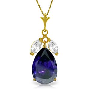 ALARRI 5.15 Carat 14K Solid Gold Feverish Sapphire White Topaz Necklace