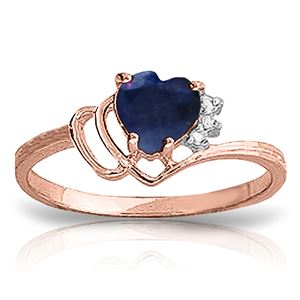 ALARRI 1.02 Carat 14K Solid Rose Gold Dainty Heart Sapphire Diamond Ring