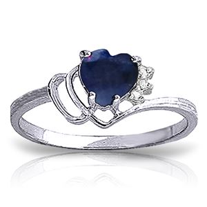 ALARRI 1.02 Carat 14K Solid White Gold Love Sweetens Life Sapphire Diamond Ring