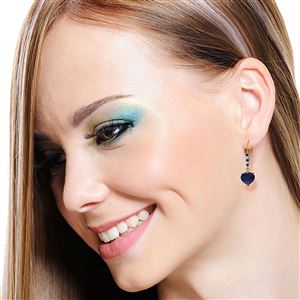 ALARRI 14K Solid Rose Gold Leverback Earrings w/ Diamonds & Sapphires