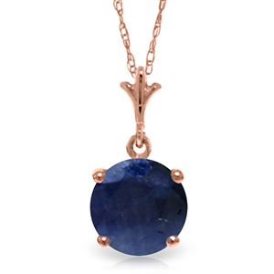 ALARRI 1.65 Carat 14K Solid Rose Gold Single Round Sapphire Necklace