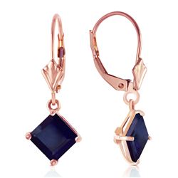 ALARRI 14K Solid Rose Gold Leverback Earrings w/ Natural Sapphires