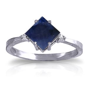 ALARRI 1.46 CTW 14K Solid White Gold Ring Diamond Sapphire