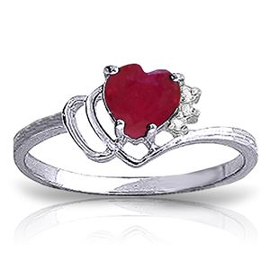 ALARRI 1.02 CTW 14K Solid White Gold Live In Love Ruby Diamond Ring