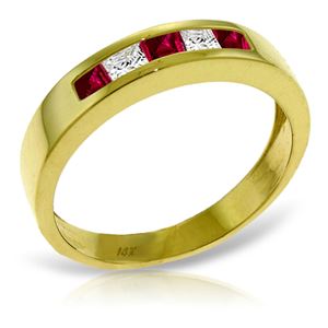 ALARRI 0.63 Carat 14K Solid Gold Rings Natural Ruby White Topaz