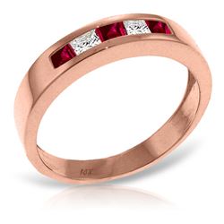 ALARRI 14K Solid Rose Gold Rings w/ Natural Ruby & Rose Topaz