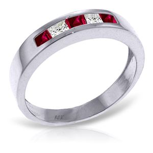 ALARRI 0.63 Carat 14K Solid White Gold Rings Natural Ruby White Topaz