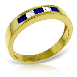 ALARRI 0.63 Carat 14K Solid Gold Rings Natural Sapphire White Topaz