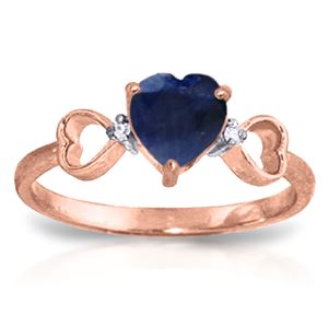 ALARRI 1.01 CTW 14K Solid Rose Gold Tri Heart Sapphire Diamond Ring