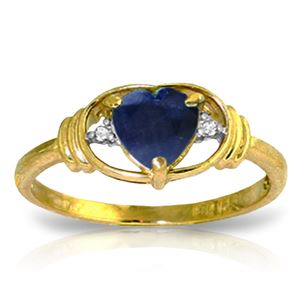 ALARRI 1.01 CTW 14K Solid Gold Hope Feathers Sapphire Diamond Ring
