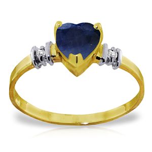 ALARRI 1.03 Carat 14K Solid Gold Ring Natural Sapphire Diamond