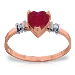 ALARRI 14K Solid Rose Gold Ring w/ Natural Ruby & Diamonds