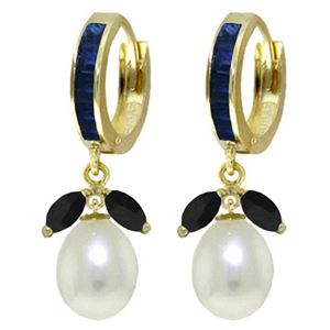 ALARRI 10.3 Carat 14K Solid Gold Majorca Sapphire Pearl Earrings