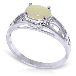 ALARRI 0.45 Carat 14K Solid White Gold Filigree Ring Natural Opal