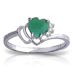 ALARRI 1.02 CTW 14K Solid White Gold Release The Heart Emerald Diamond Ring
