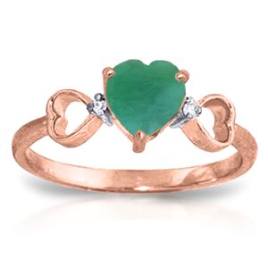 ALARRI 1.01 Carat 14K Solid Rose Gold Tri Heart Emerald Diamond Ring