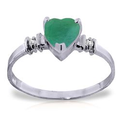 ALARRI 1.03 Carat 14K Solid White Gold Ring Natural Emerald Diamond