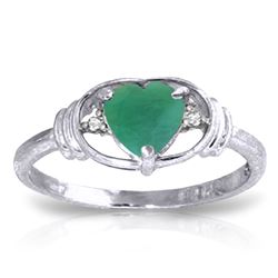 ALARRI 1.01 Carat 14K Solid White Gold Soul Force Emerald Diamond Ring