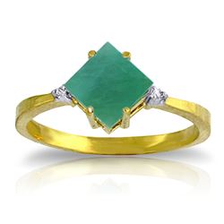 ALARRI 1.46 Carat 14K Solid Gold Love In A Frame Emerald Diamond Ring