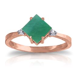 ALARRI 1.46 Carat 14K Solid Rose Gold Espirit Emerald Diamond Ring