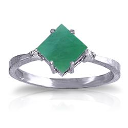 ALARRI 1.46 Carat 14K Solid White Gold Emerald Lake Emerald Diamond Ring