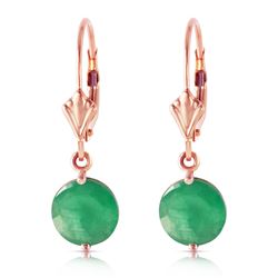 ALARRI 14K Solid Rose Gold Leverback Earrings w/ Emeralds