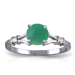 ALARRI 0.62 Carat 14K Solid White Gold River Beauty Emerald Diamond Ring