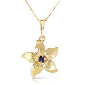 ALARRI 0.1 Carat 14K Solid Gold Flower Necklace Natural Sapphire