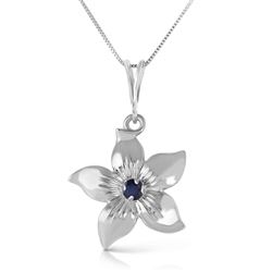 ALARRI 0.1 Carat 14K Solid White Gold Flower Necklace Natural Sapphire