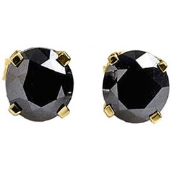 ALARRI 4.75 CTW 14K Solid Gold Black Cubic Zirconia Stud Earrings