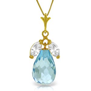 ALARRI 7.2 CTW 14K Solid Gold Necklace Natural Blue White Topaz