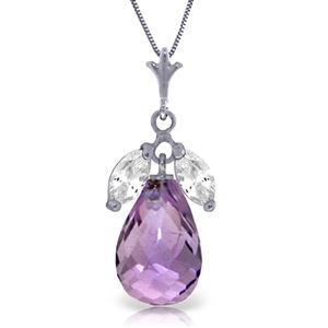 ALARRI 7.2 Carat 14K Solid White Gold Priceless Memories Amethyst White Topaz Necklace