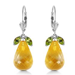 ALARRI 14.4 CTW 14K Solid White Gold Leverback Earrings Peridot Citrine